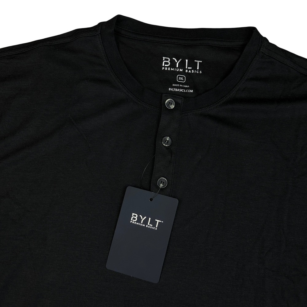 BYLT Premium Basics Comfort Wool Long Sleeve Henley Black Mens 3XL NWT Shirt